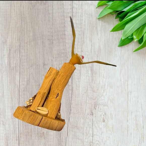 Seagulls Sculpture Wood Base & Sea Shells Vintage Made in the USA - Picture 5 of 10